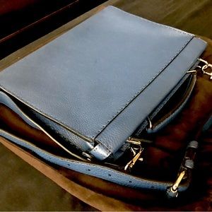 Fendi - Calfskin Romano Selleria Large Peekaboo Iconic Fit Satchel Blue Marine